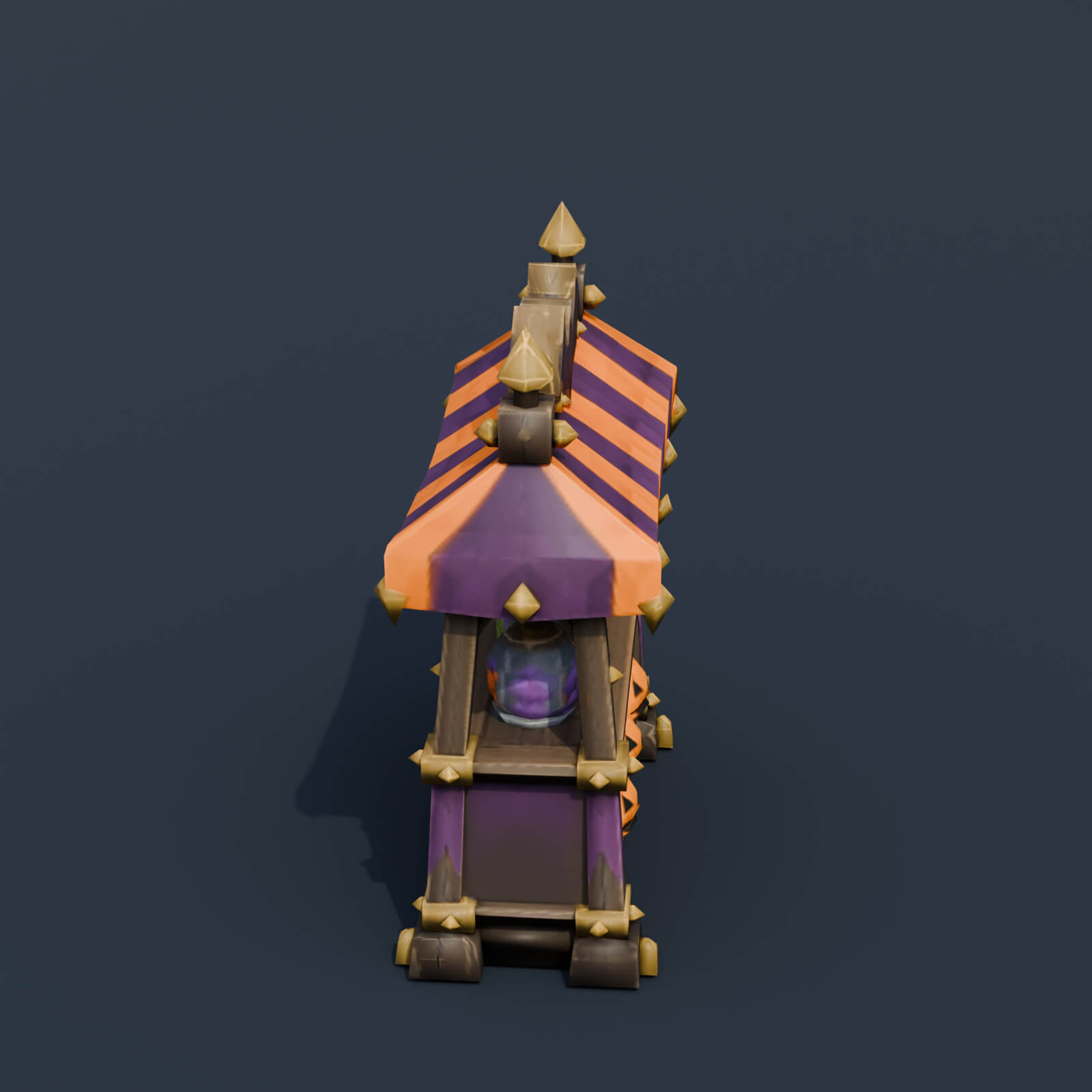 Stylized Low Poly Halloween Market Stall 3D Model