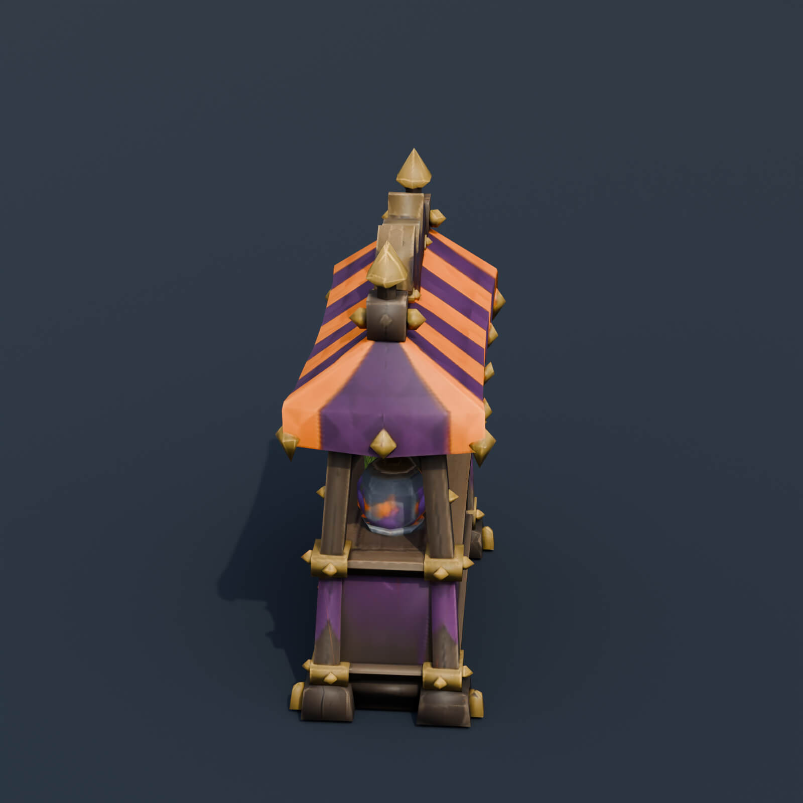 Stylized Low Poly Halloween Market Stall 3D Model