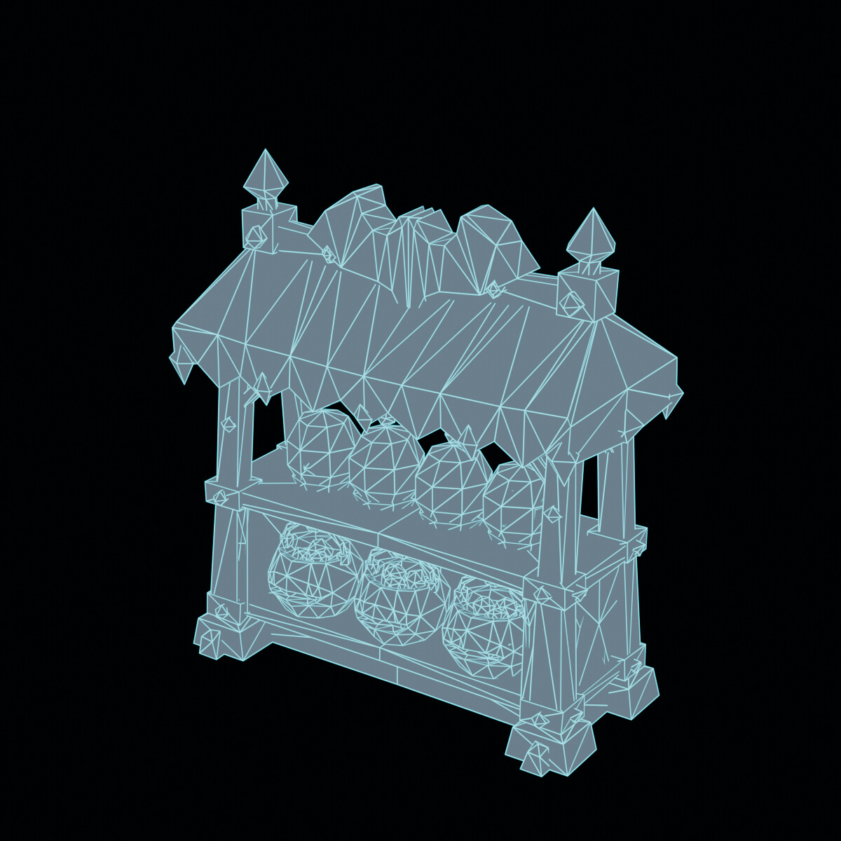 Stylized Low Poly Halloween Market Stall 3D Model