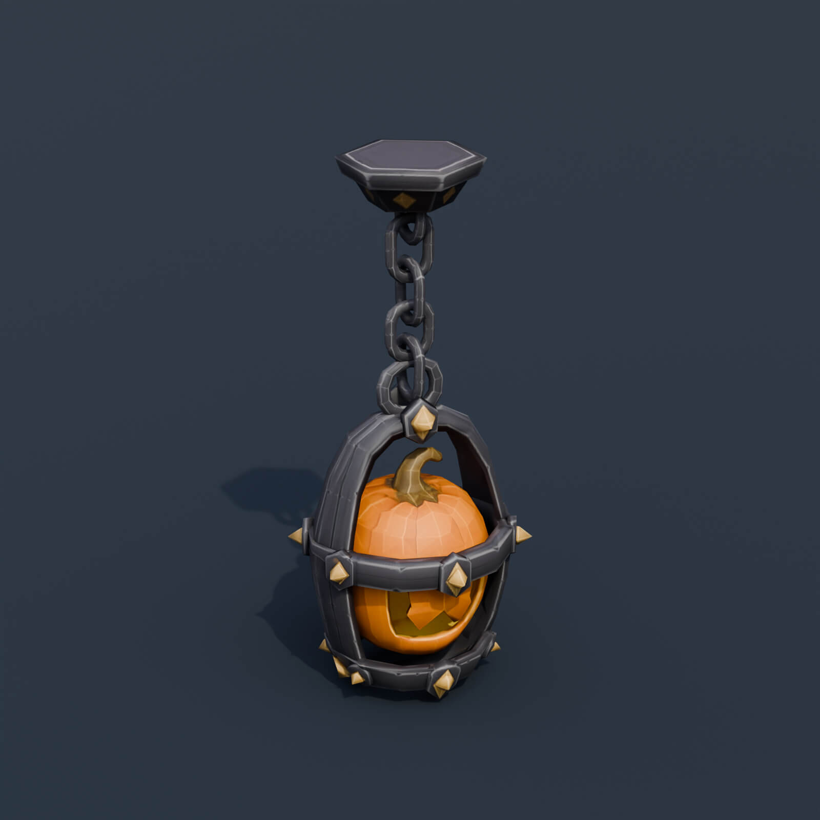 Stylized Low Poly Hanging Pumpkin Lantern 3D Model