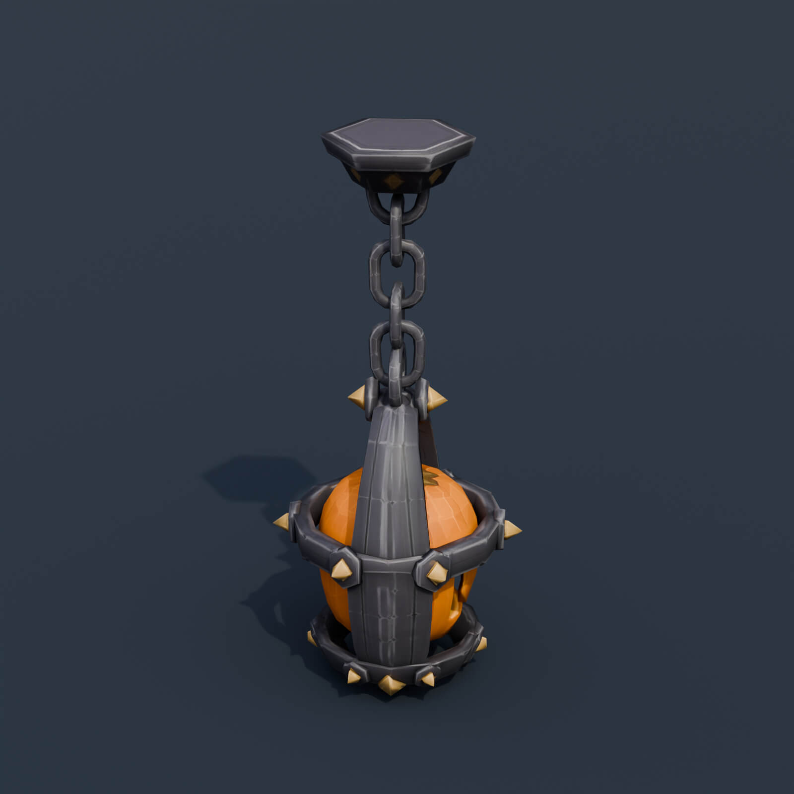 Stylized Low Poly Hanging Pumpkin Lantern 3D Model