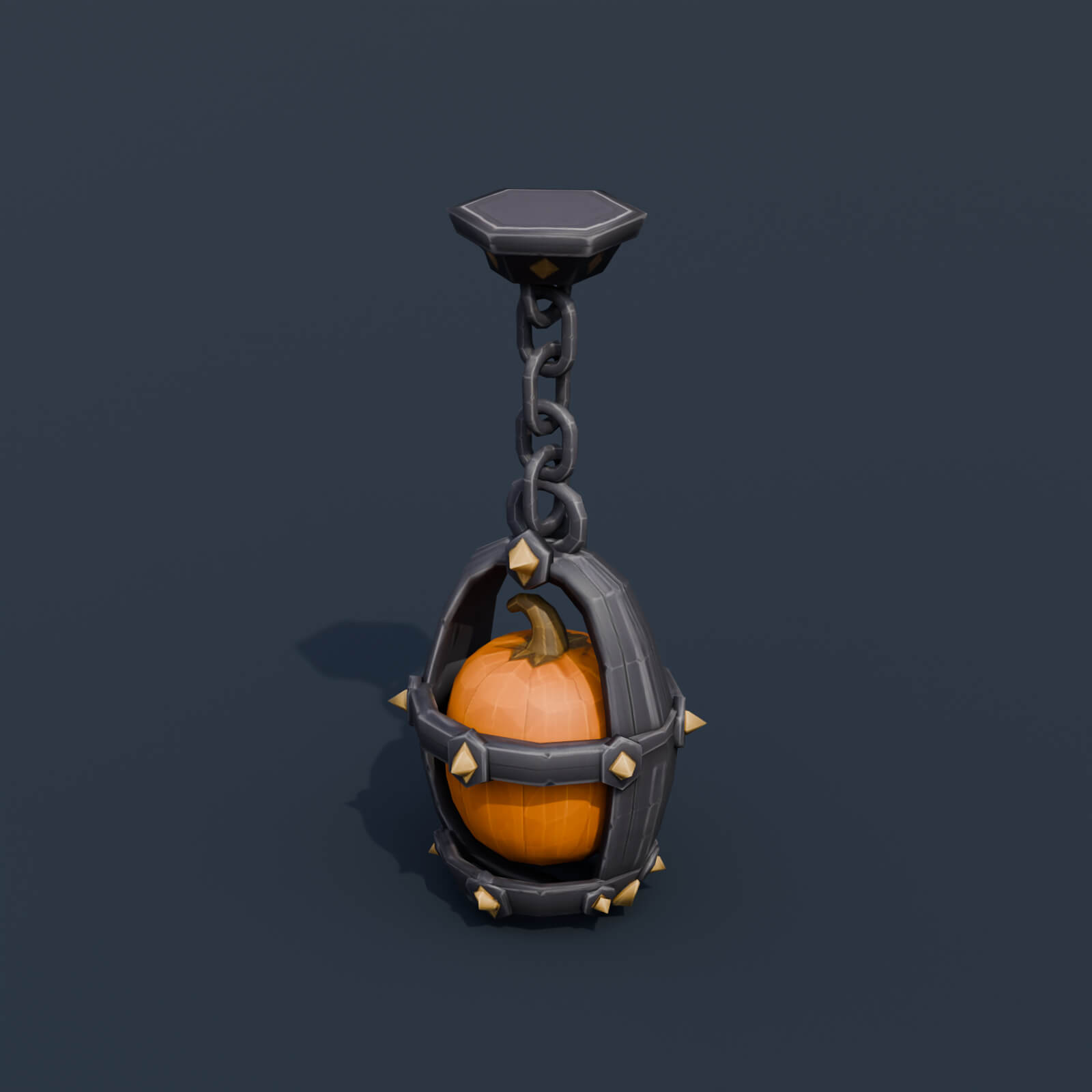 Stylized Low Poly Hanging Pumpkin Lantern 3D Model