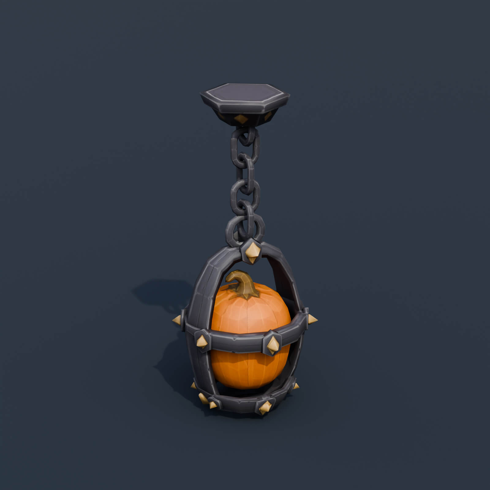 Stylized Low Poly Hanging Pumpkin Lantern 3D Model