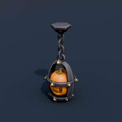 Stylized Low Poly Hanging Pumpkin Lantern