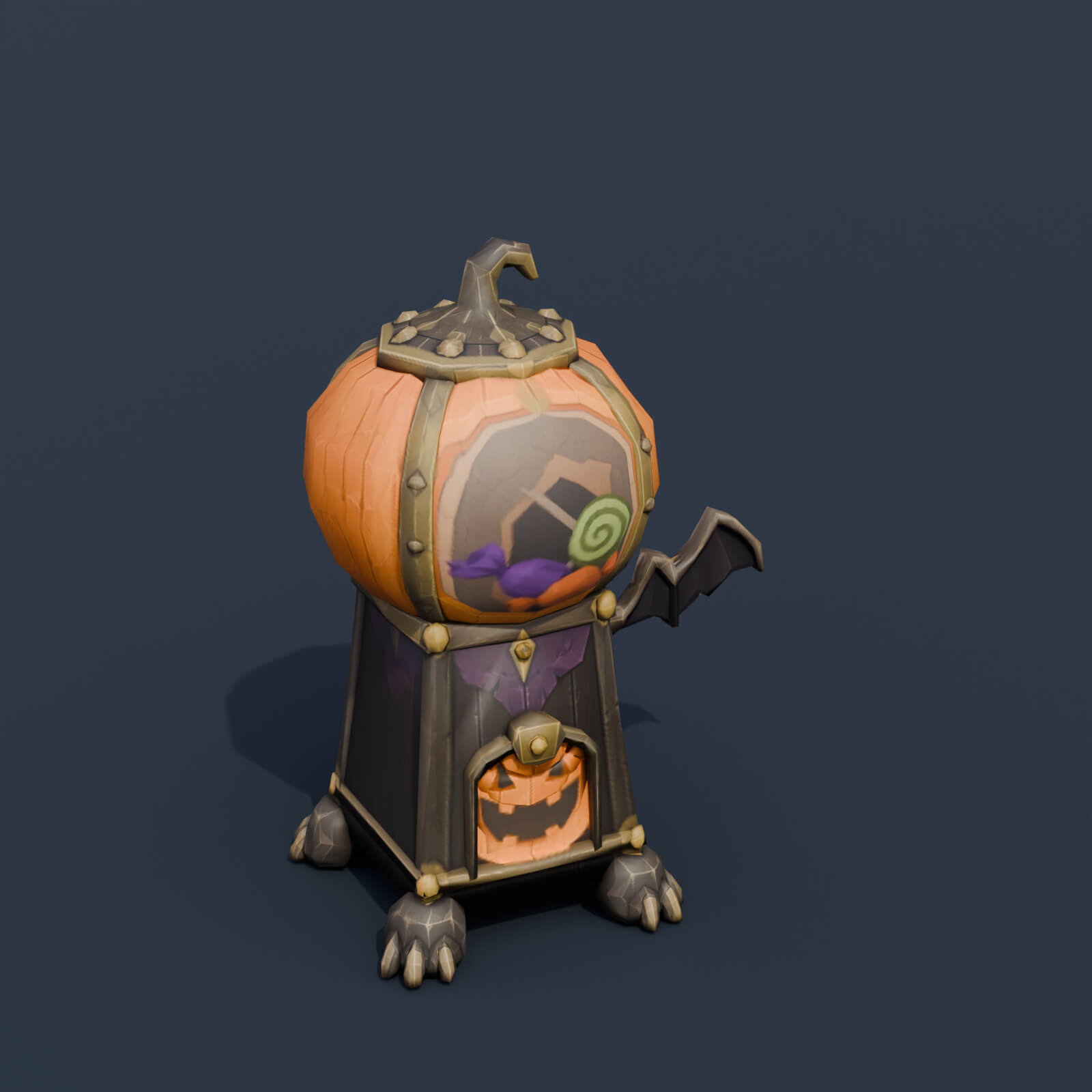 Stylized Low Poly Haunted Candy Dispenser 3D Model