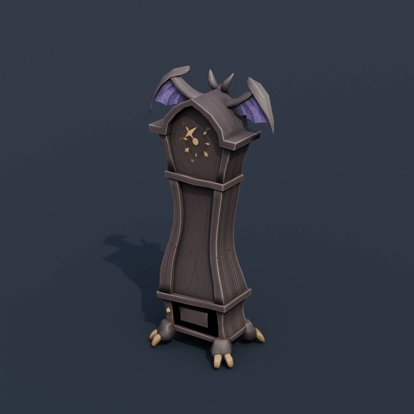 Stylized Low Poly Haunted Grandfather Clock 3D Model