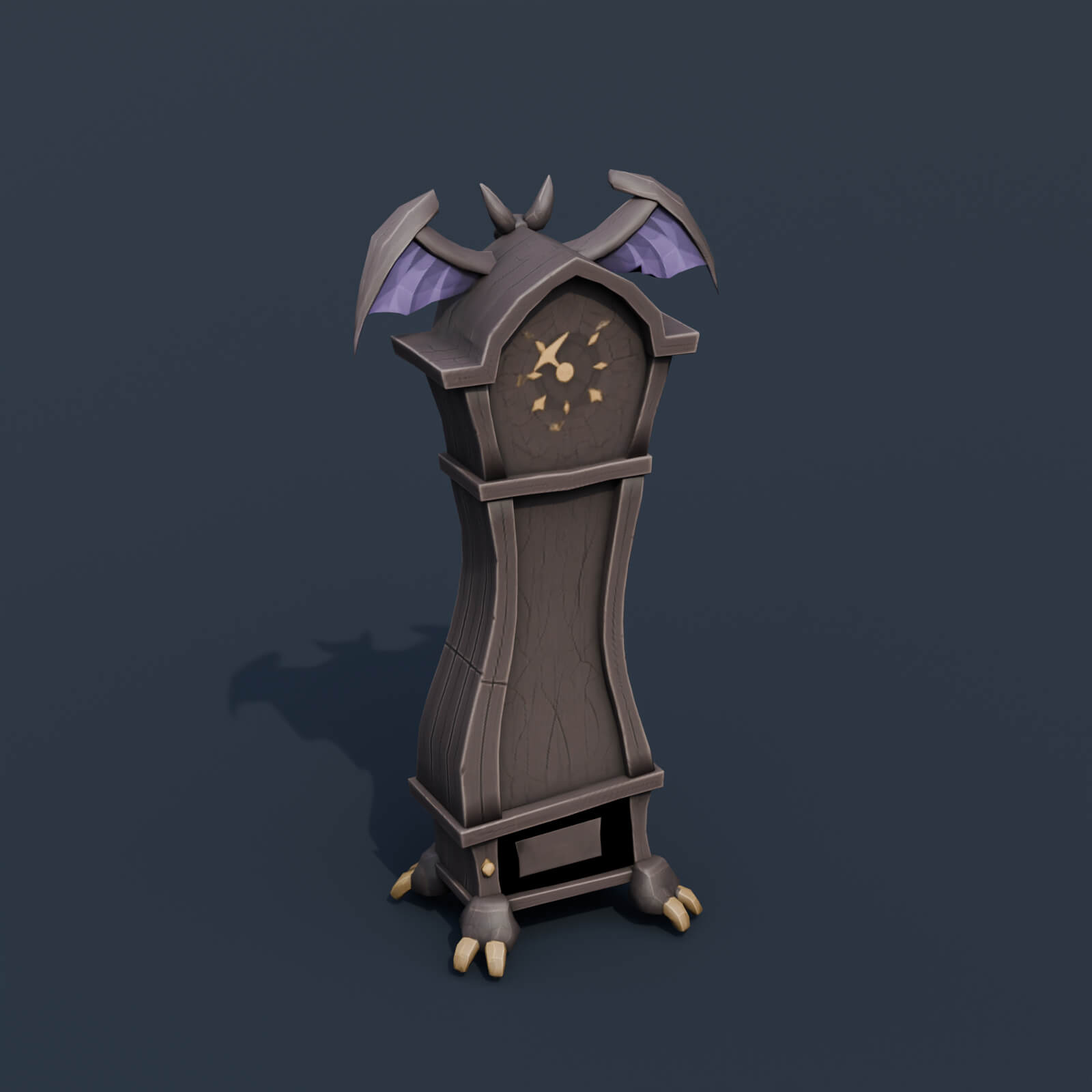 Stylized Low Poly Haunted Grandfather Clock 3D Model