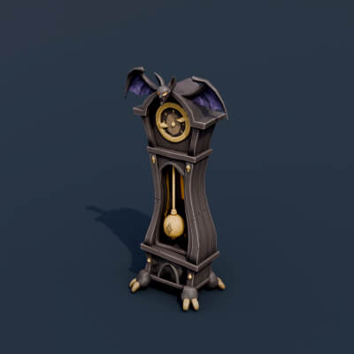 Stylized Low Poly Haunted Grandfather Clock