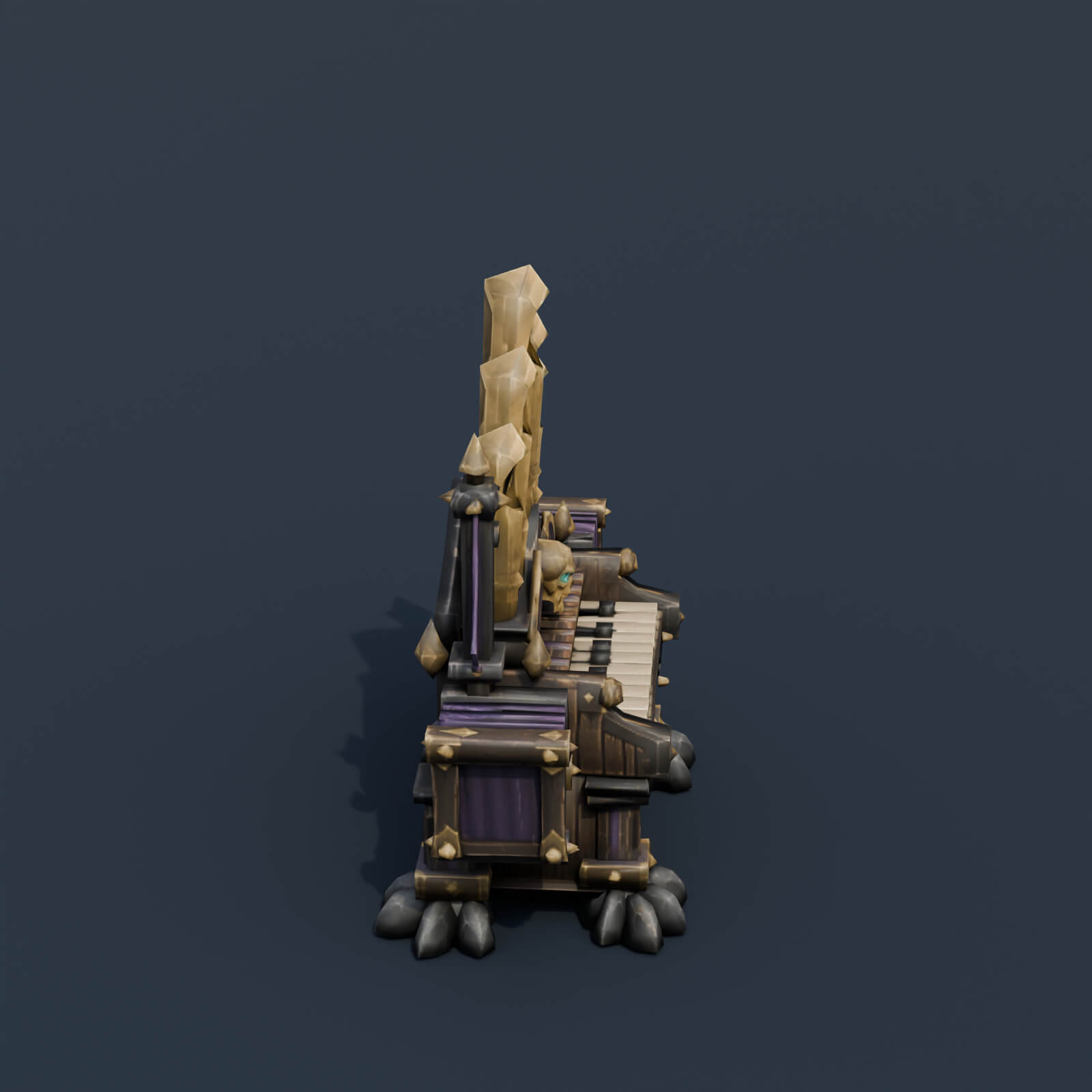 Stylized Low Poly Haunted Mechanical Pipe Organ 3D Model