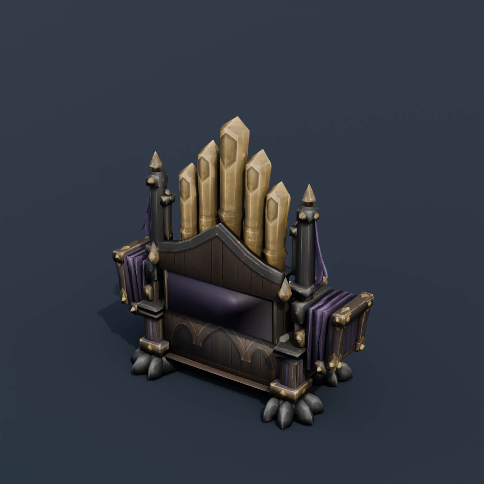 Stylized Low Poly Haunted Mechanical Pipe Organ 3D Model