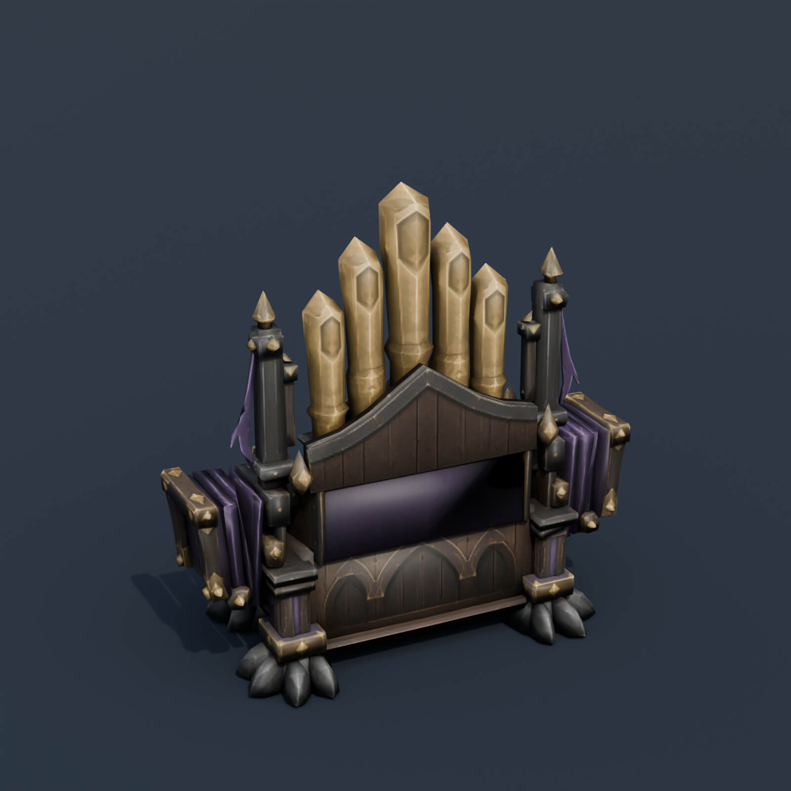 Stylized Low Poly Haunted Mechanical Pipe Organ 3D Model