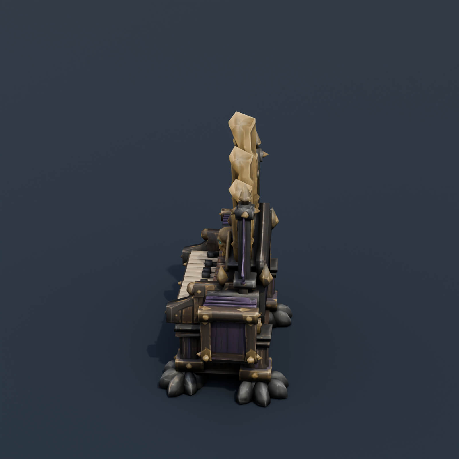 Stylized Low Poly Haunted Mechanical Pipe Organ 3D Model