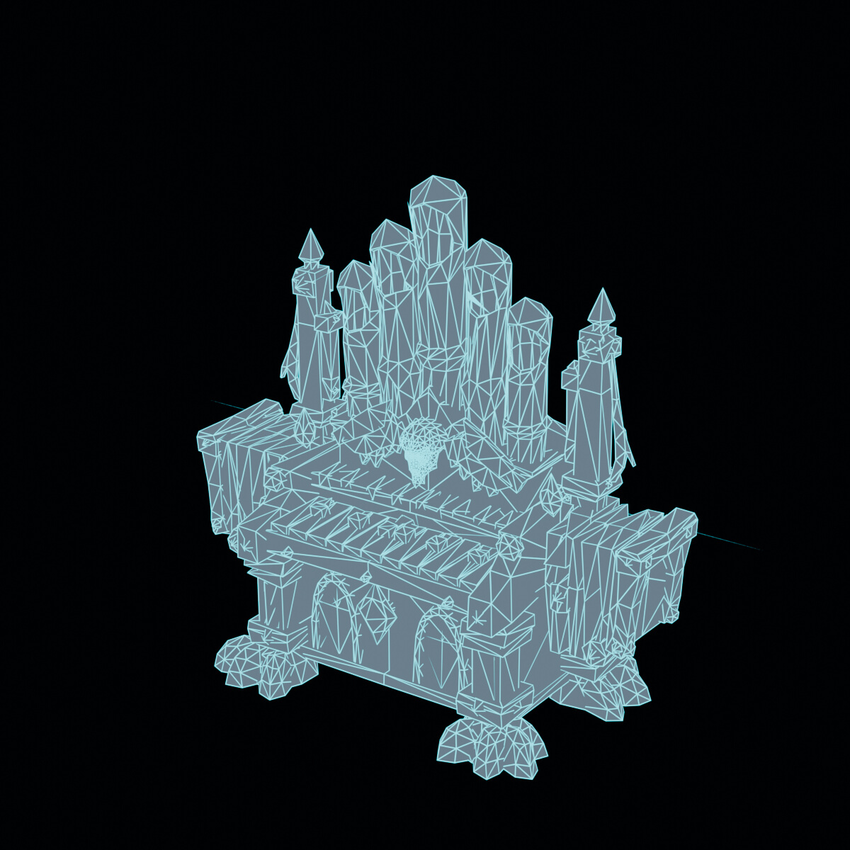Stylized Low Poly Haunted Mechanical Pipe Organ 3D Model
