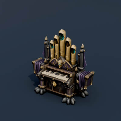 Stylized Low Poly Haunted Mechanical Pipe Organ