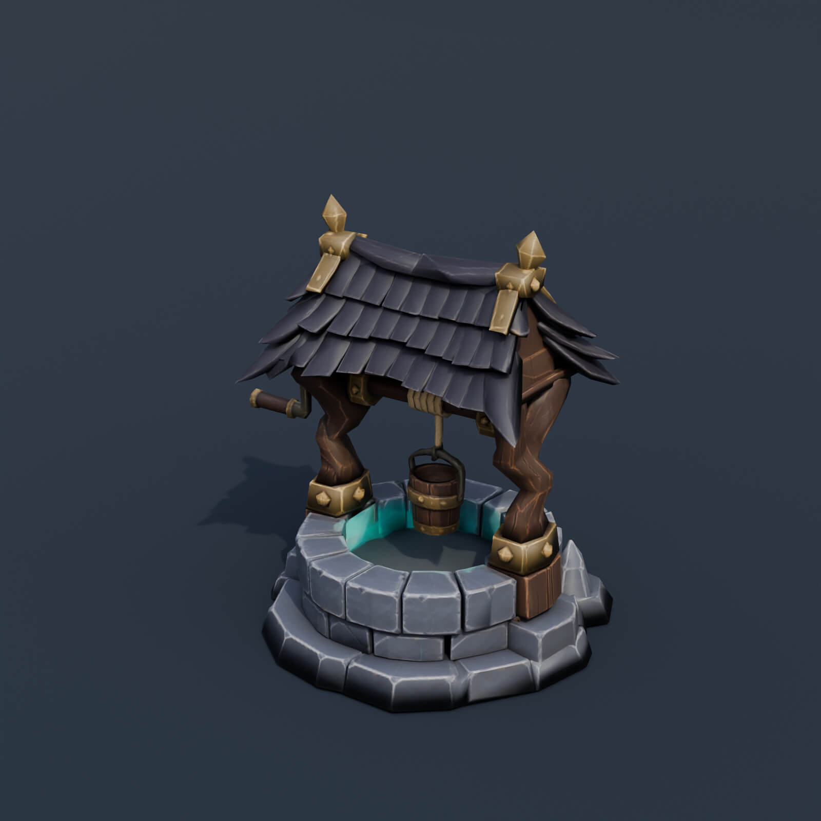 Stylized Low Poly Haunted Well 3D Model