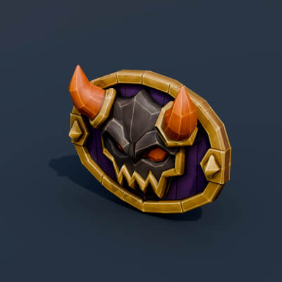 Stylized Low Poly Horned Demon Belt Buckle