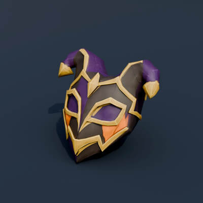 Stylized Low Poly Jester Half Mask