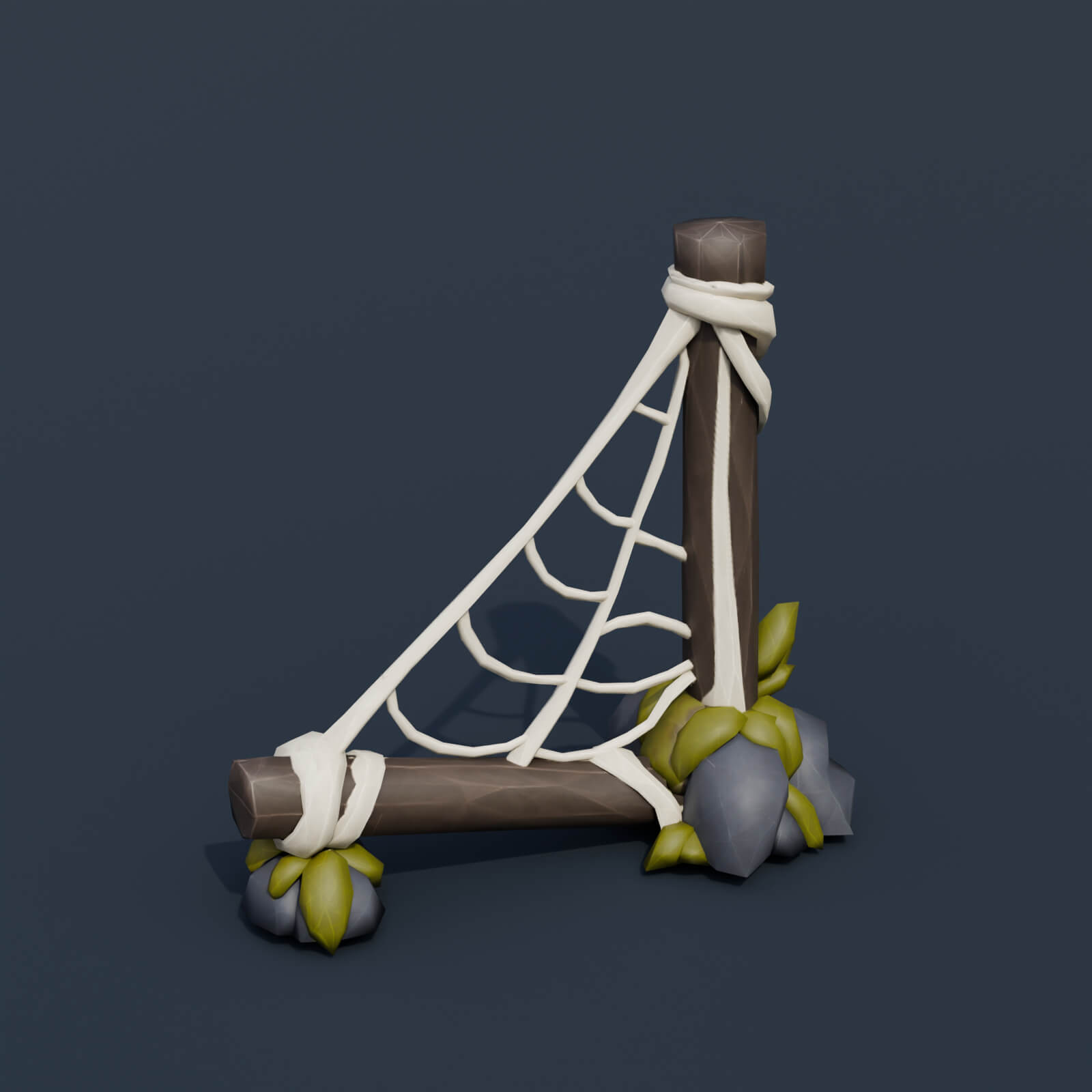 Stylized Low Poly Large Corner Cobweb 3D Model