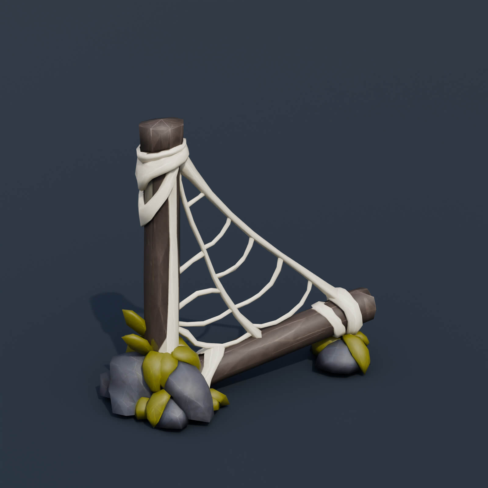 Stylized Low Poly Large Corner Cobweb 3D Model