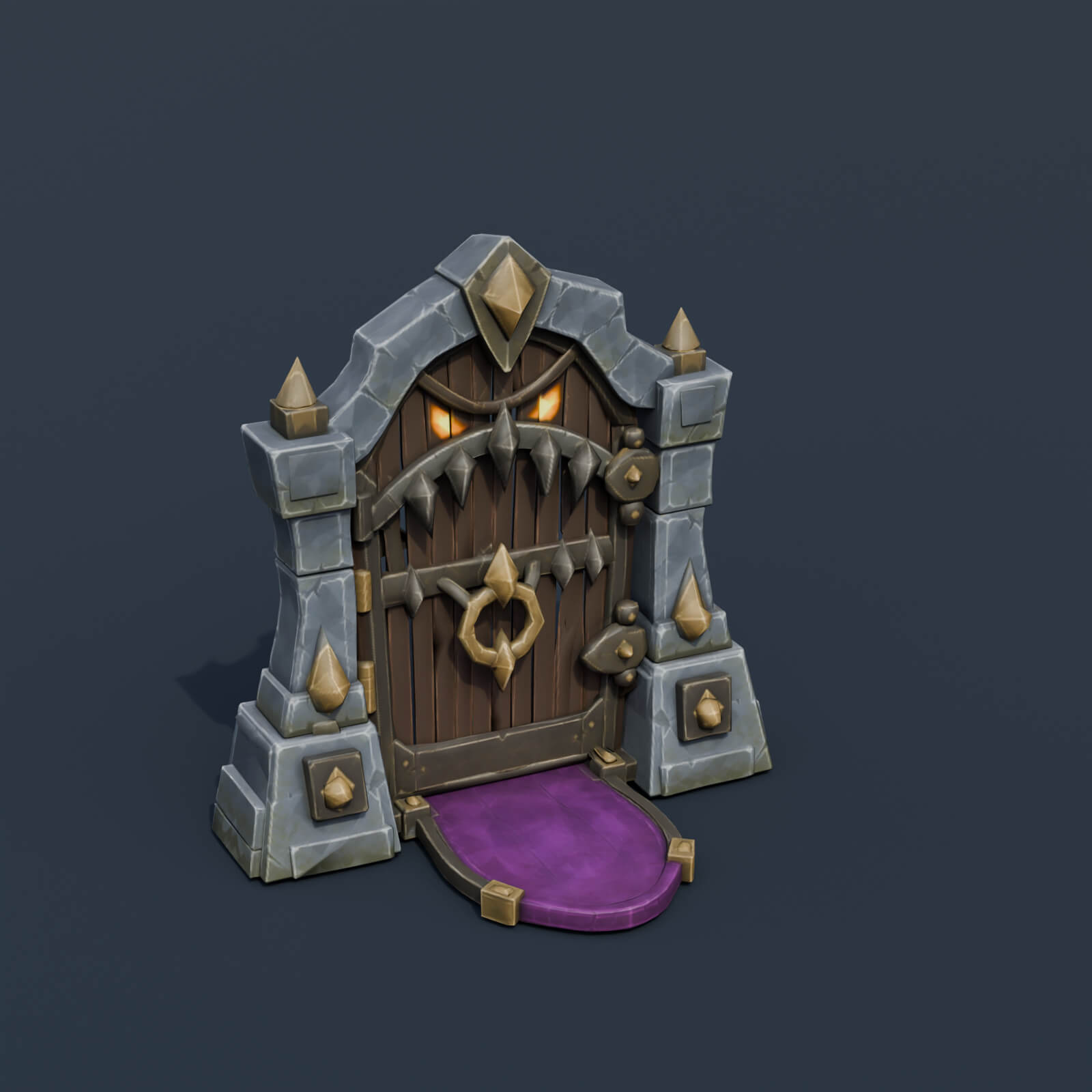 Stylized Low Poly Monster Door 3D Model
