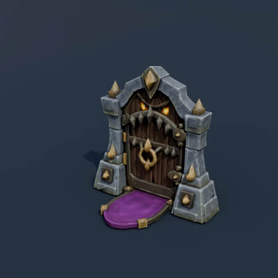 Stylized Low Poly Monster Door
