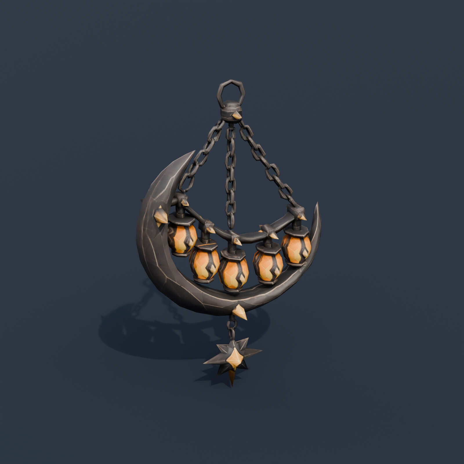 Stylized Low Poly Moon Chandelier 3D Model
