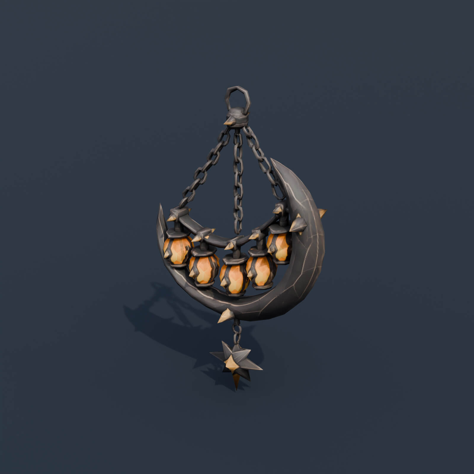 Stylized Low Poly Moon Chandelier 3D Model