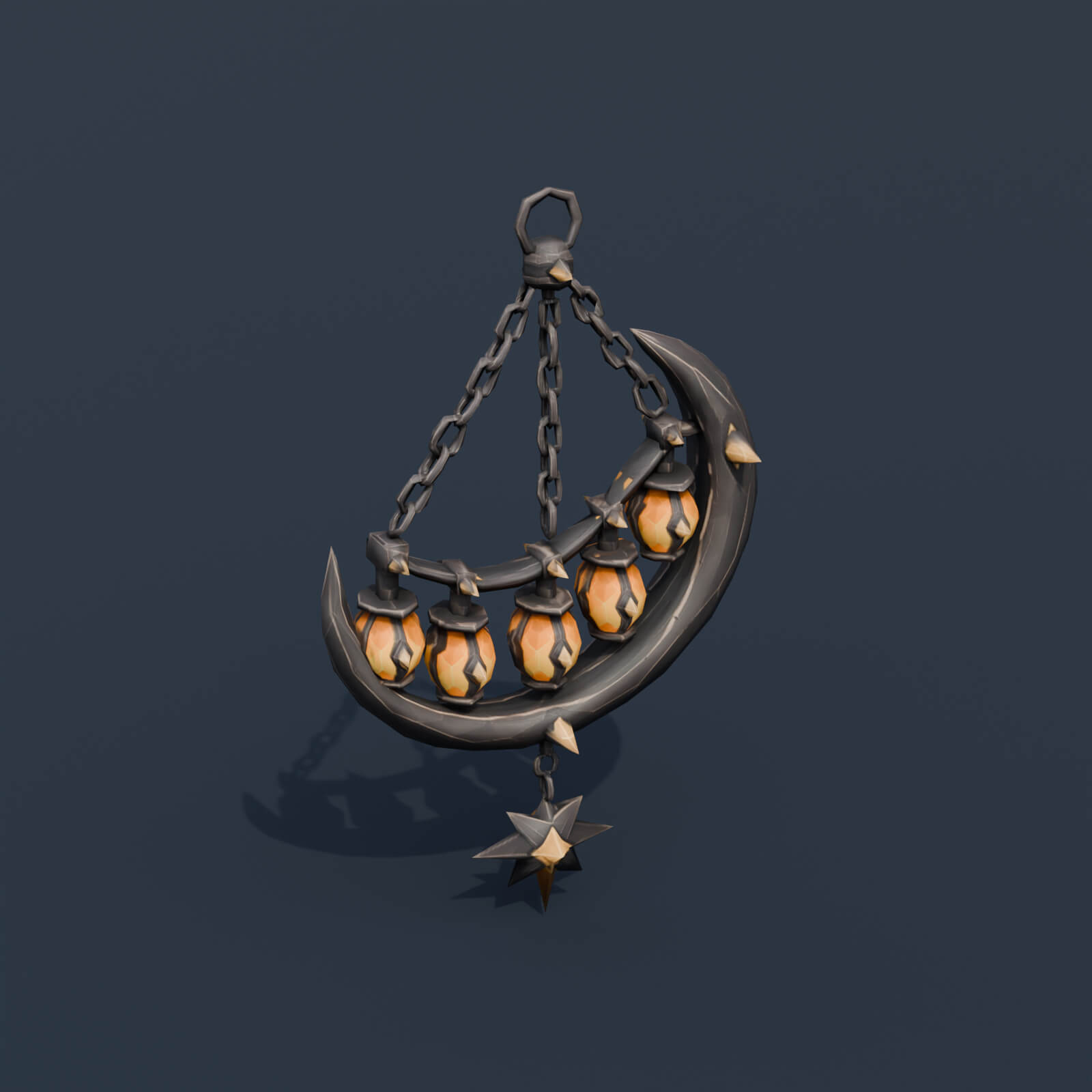 Stylized Low Poly Moon Chandelier 3D Model