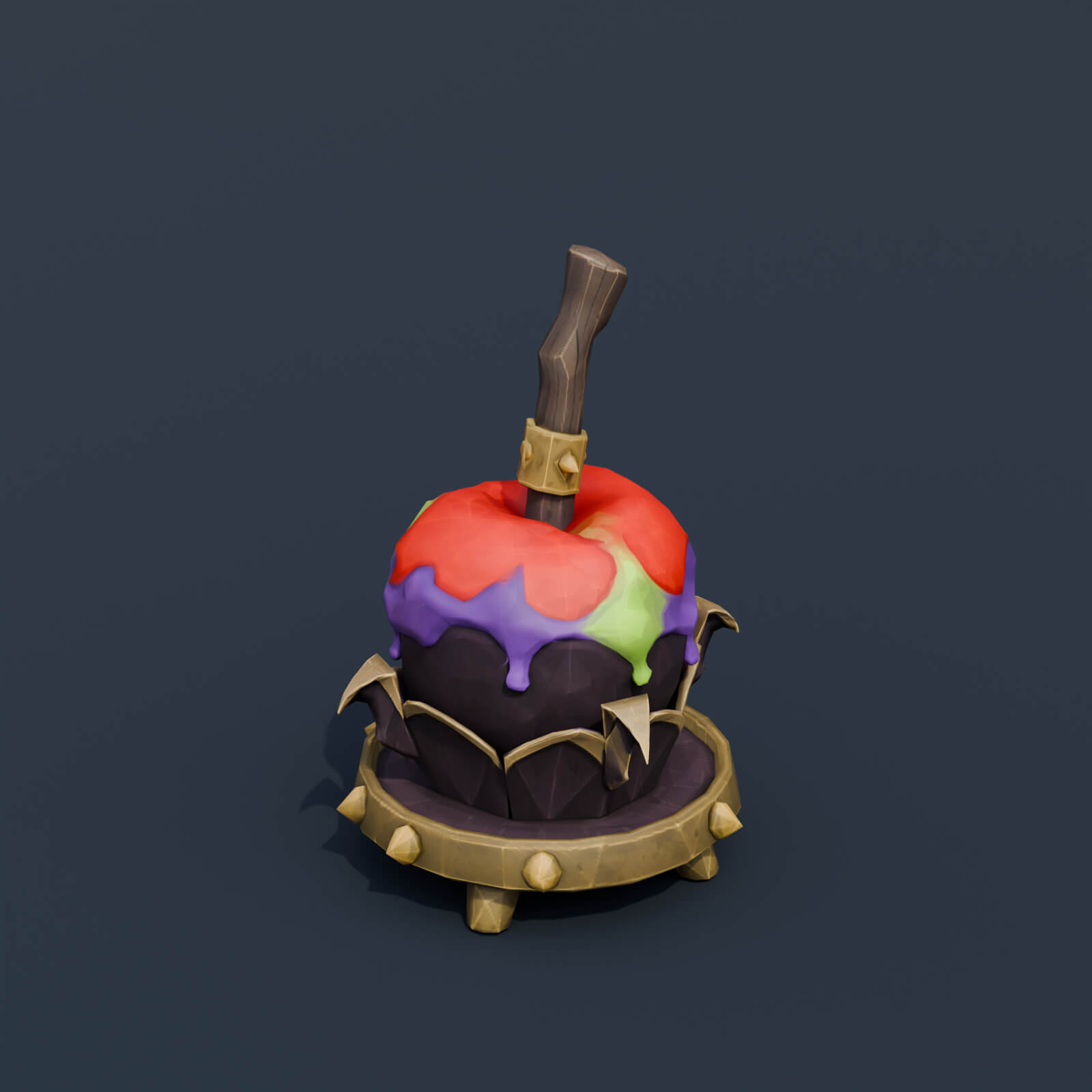 Stylized Low Poly Poison Caramel Apple 3D Model