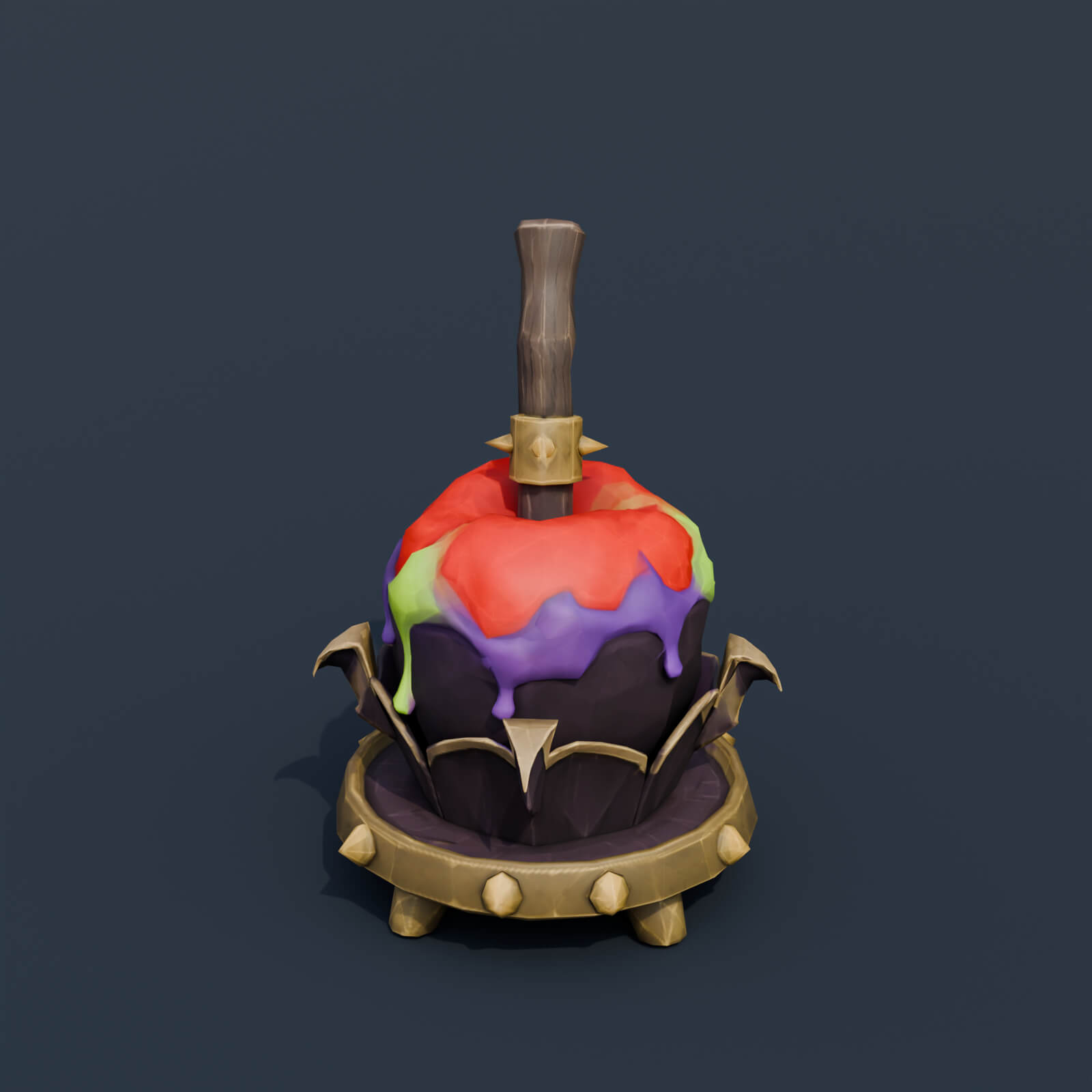 Stylized Low Poly Poison Caramel Apple 3D Model