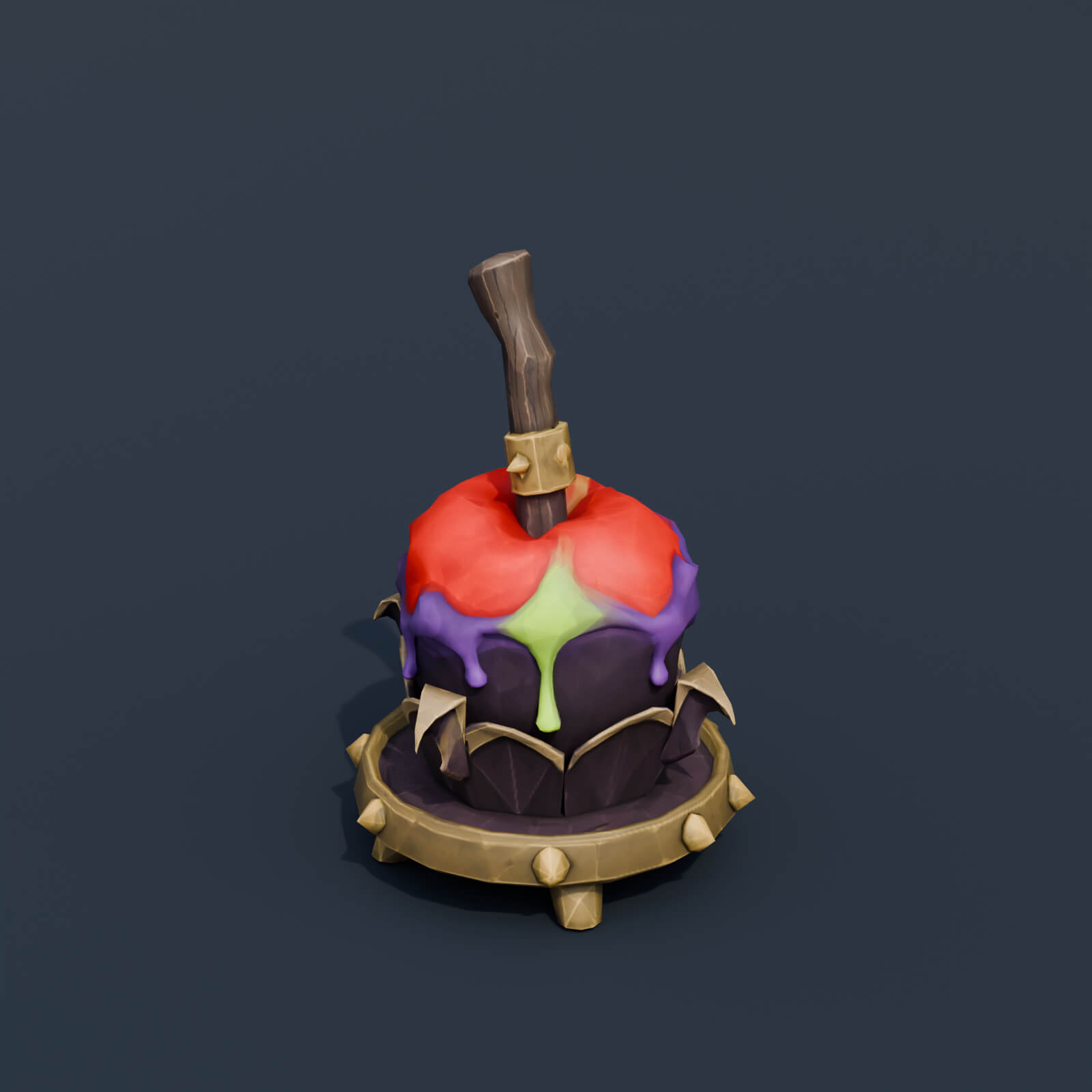 Stylized Low Poly Poison Caramel Apple 3D Model