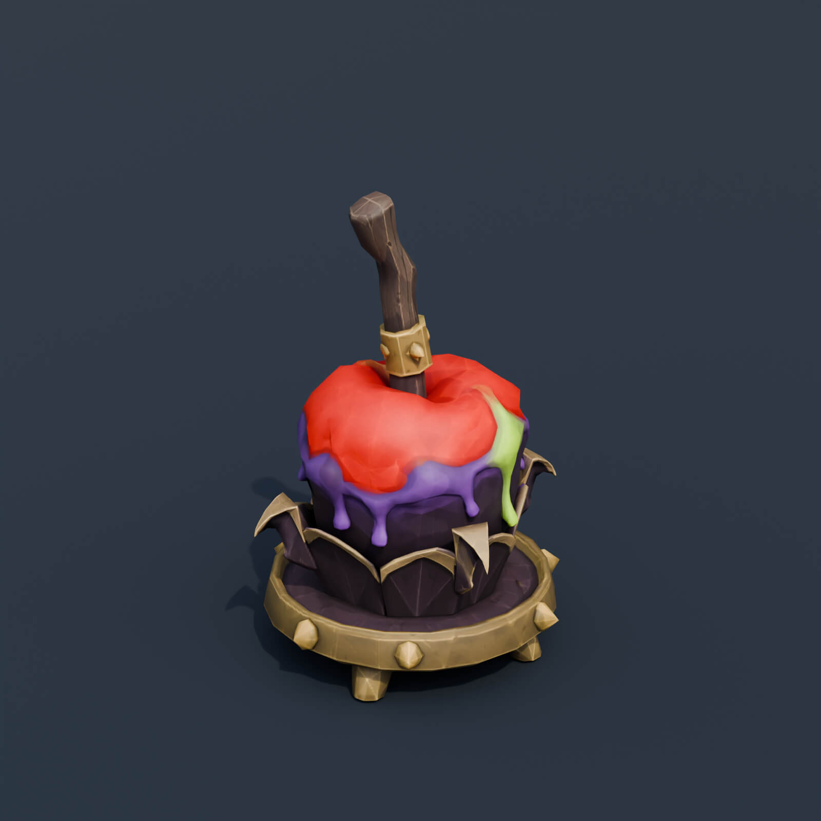 Stylized Low Poly Poison Caramel Apple 3D Model