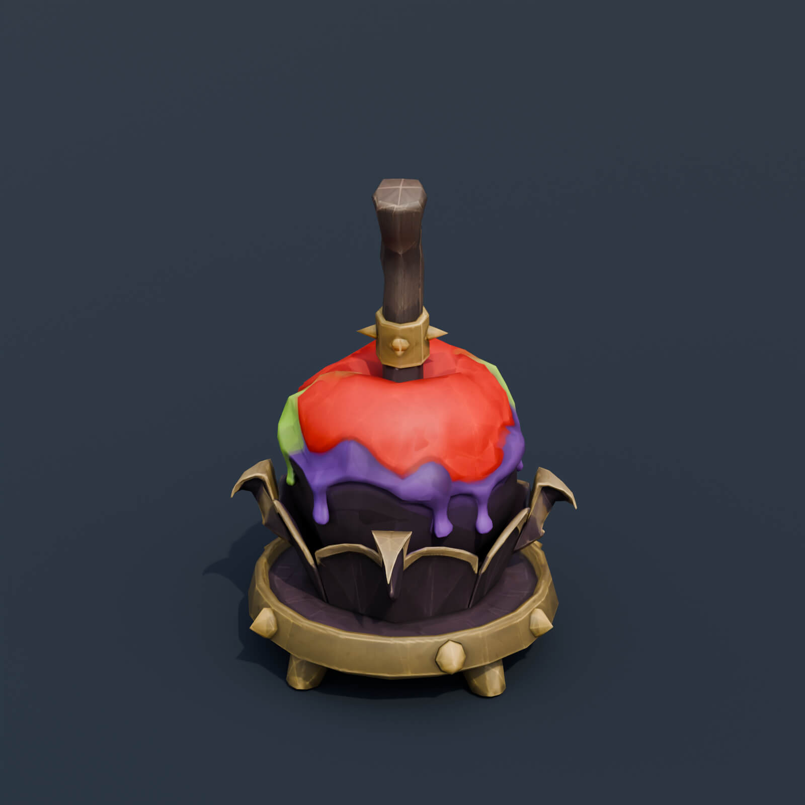 Stylized Low Poly Poison Caramel Apple 3D Model