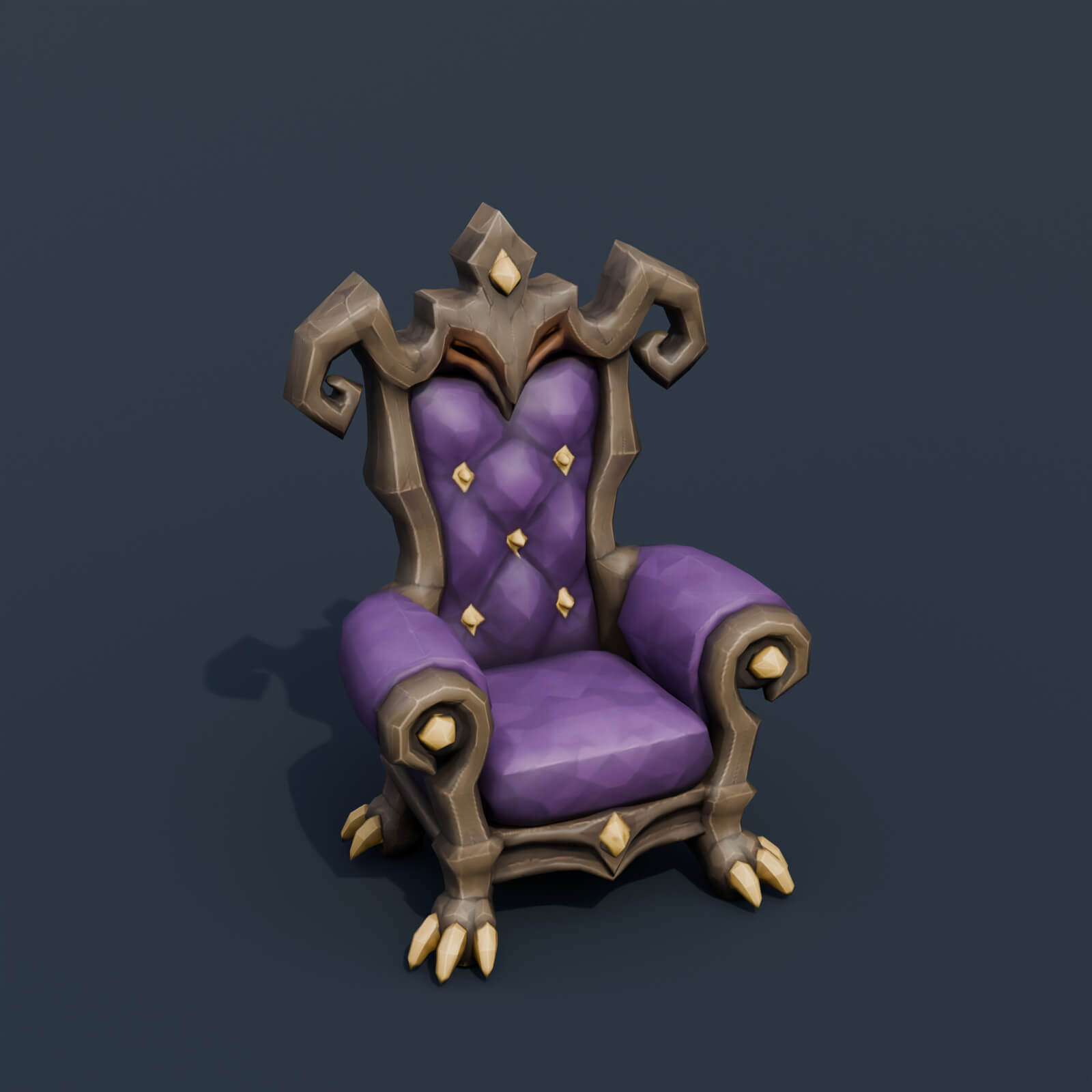Stylized Low Poly Possessed Velvet Armchair 3D Model