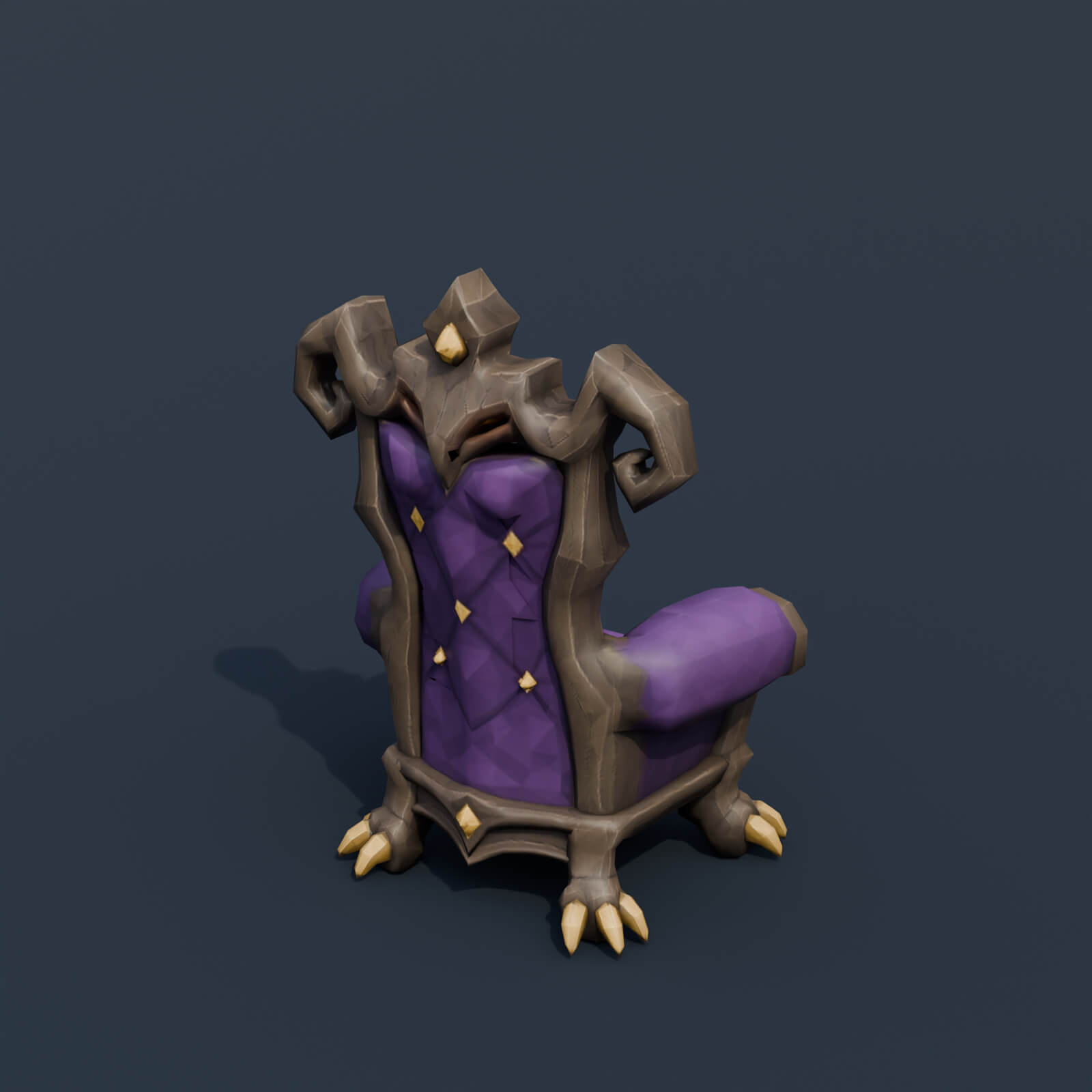 Stylized Low Poly Possessed Velvet Armchair 3D Model