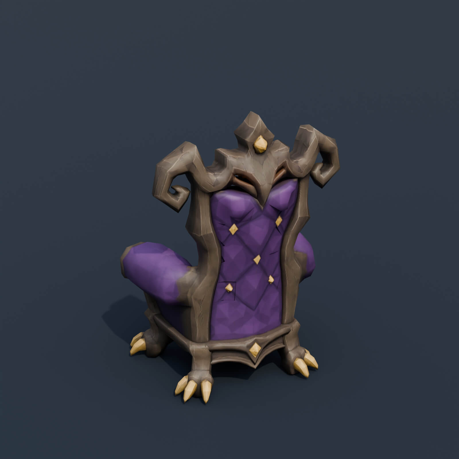 Stylized Low Poly Possessed Velvet Armchair 3D Model