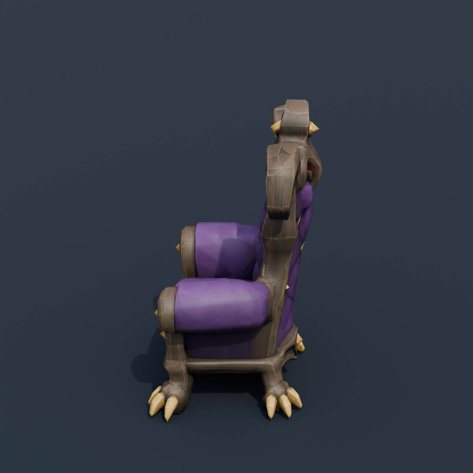 Stylized Low Poly Possessed Velvet Armchair 3D Model