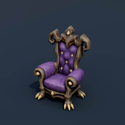 Stylized Low Poly Possessed Velvet Armchair