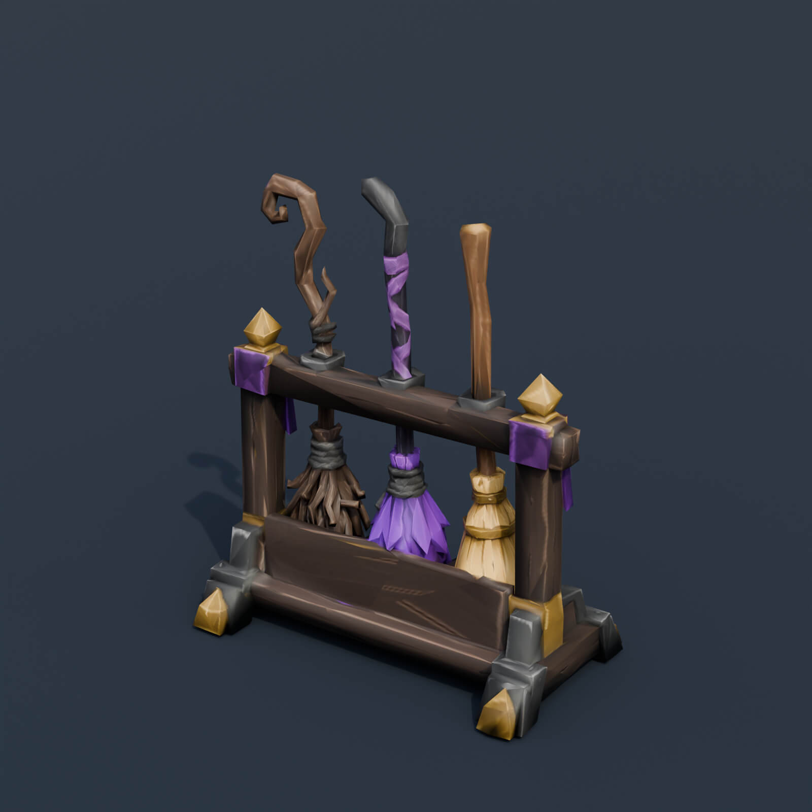 Stylized Low Poly Potion Shelf 3D Model