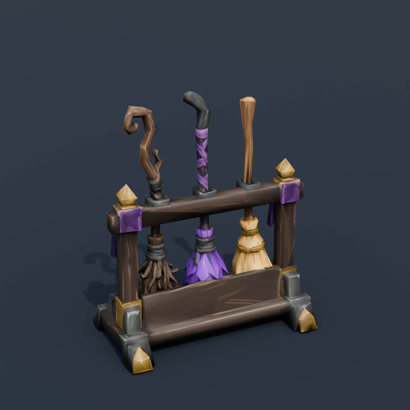 Stylized Low Poly Potion Shelf 3D Model