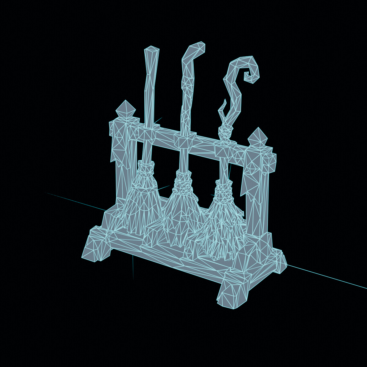Stylized Low Poly Potion Shelf 3D Model
