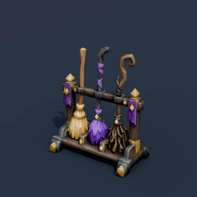 Stylized Low Poly Potion Shelf