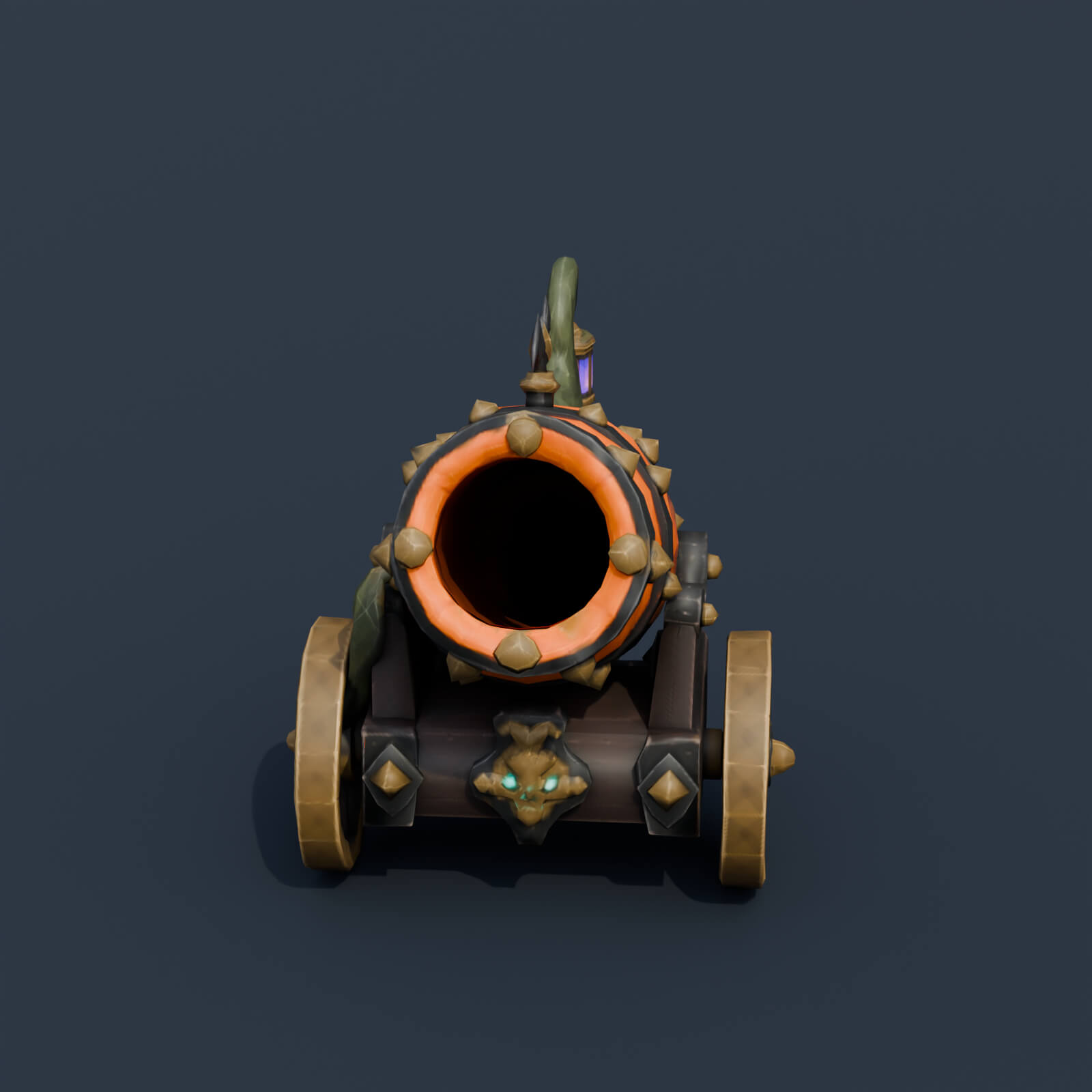 Stylized Low Poly Pumpkin Cannon 3D Model