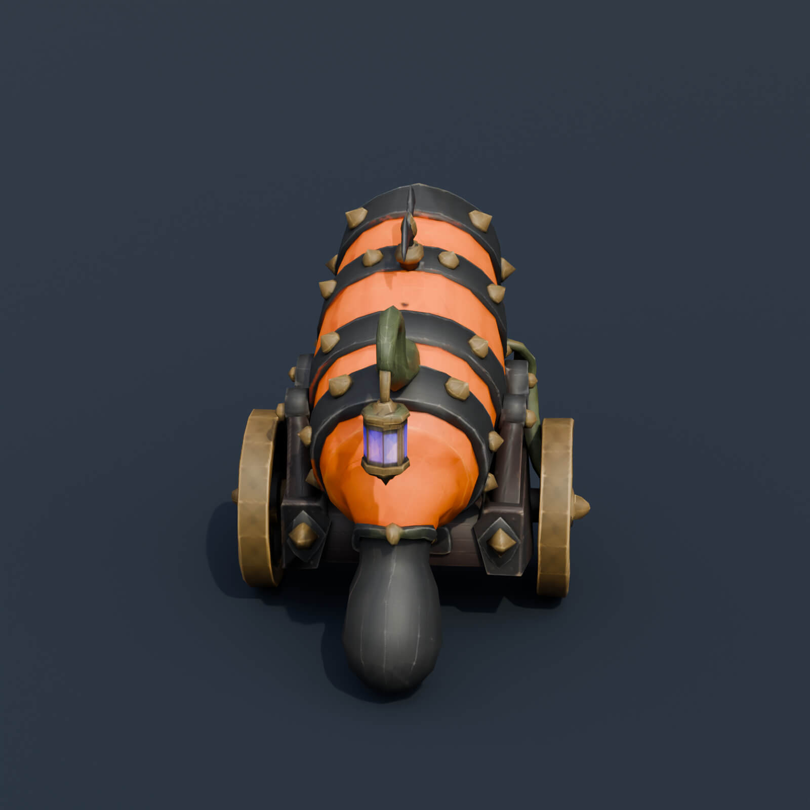Stylized Low Poly Pumpkin Cannon 3D Model