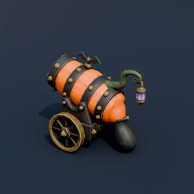 Stylized Low Poly Pumpkin Cannon