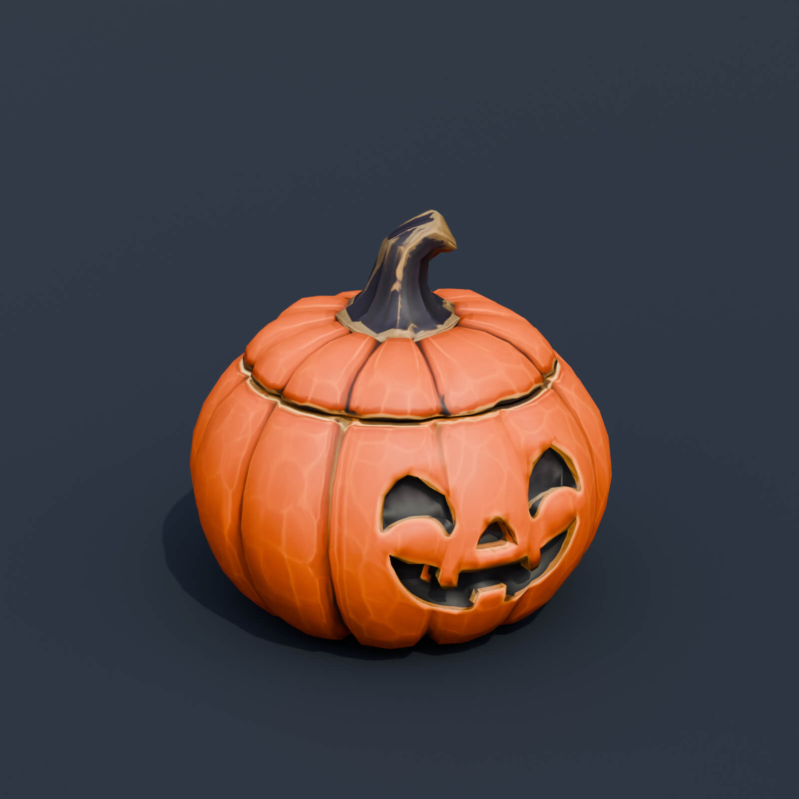 Stylized Low Poly Pumpkin Cookie Jar 3D Model