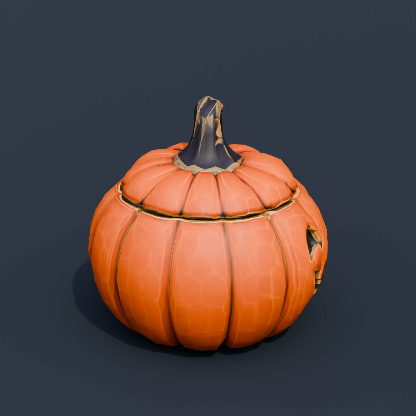 Stylized Low Poly Pumpkin Cookie Jar 3D Model
