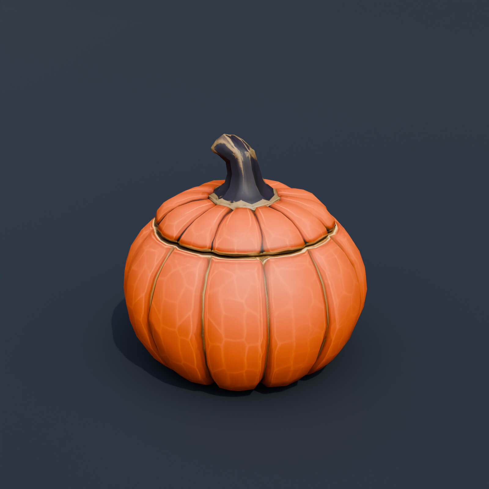 Stylized Low Poly Pumpkin Cookie Jar 3D Model