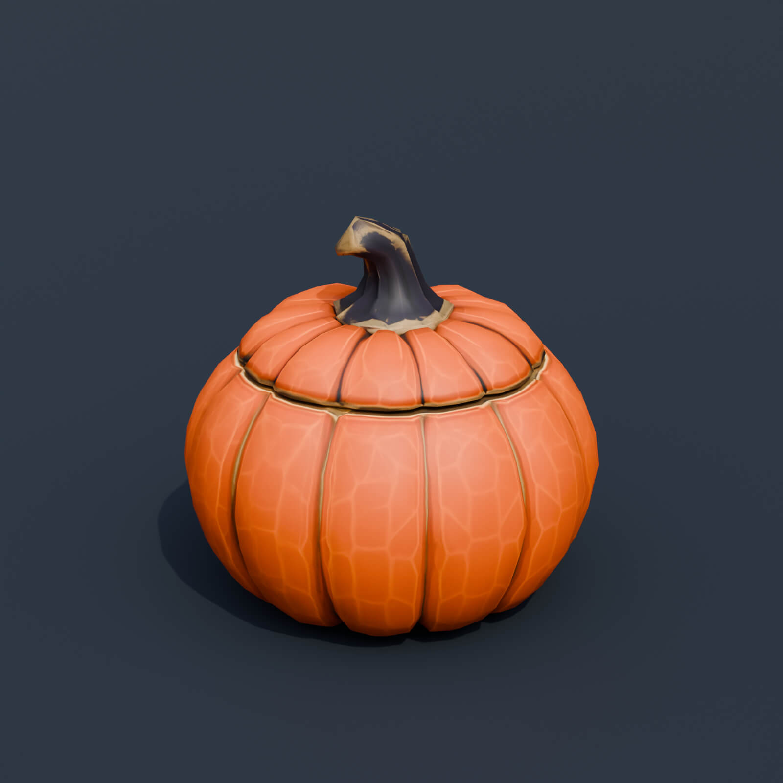 Stylized Low Poly Pumpkin Cookie Jar 3D Model