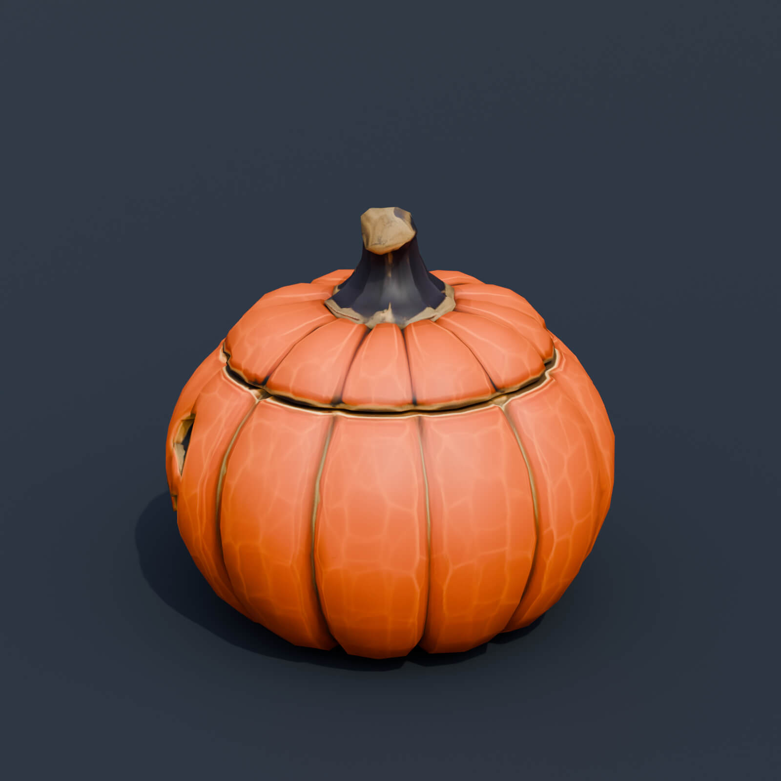 Stylized Low Poly Pumpkin Cookie Jar 3D Model